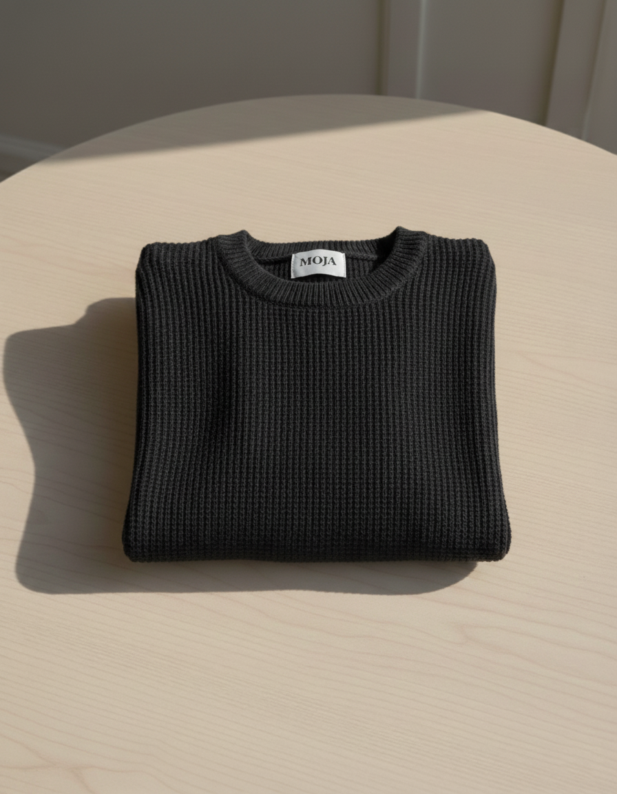 Black Knit Crewneck Sweater