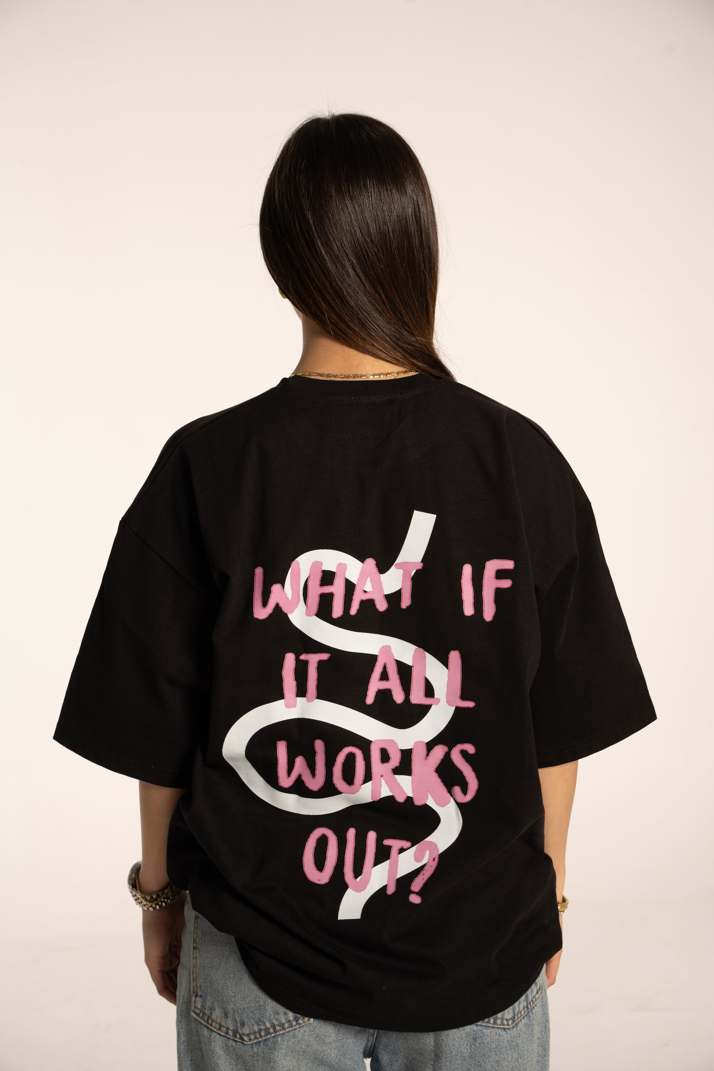 Black "What if it all works out" T-Shirt