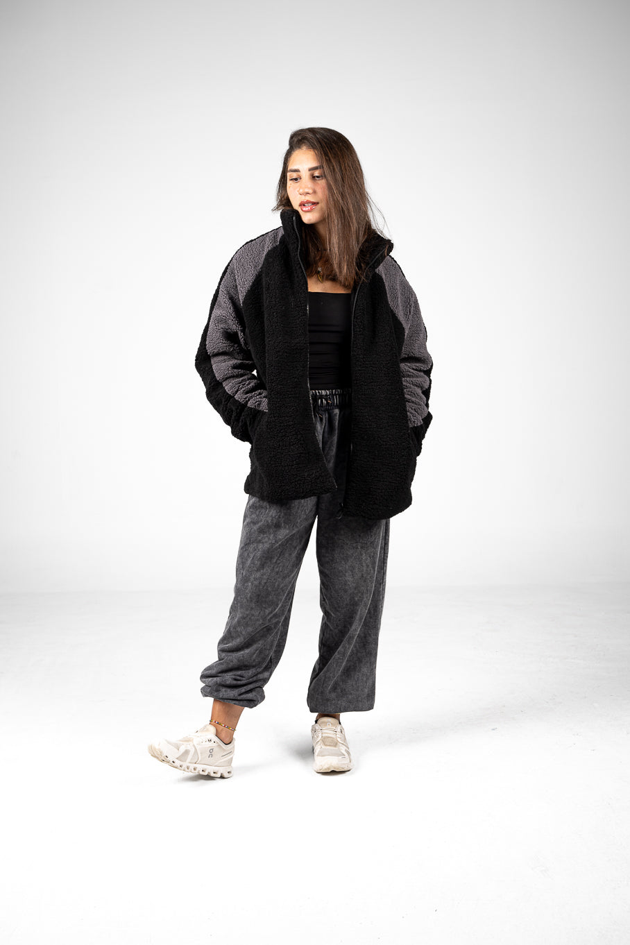 Black/Grey Wool Fleece Jacket