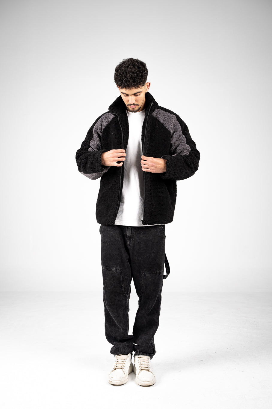 Black/Grey Wool Fleece Jacket