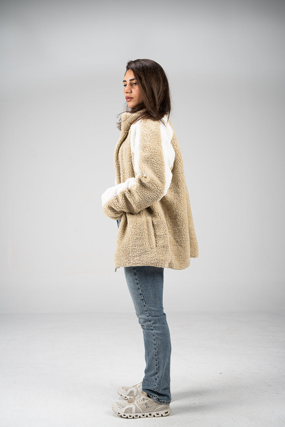 Beige/White Wool Fleece Jacket