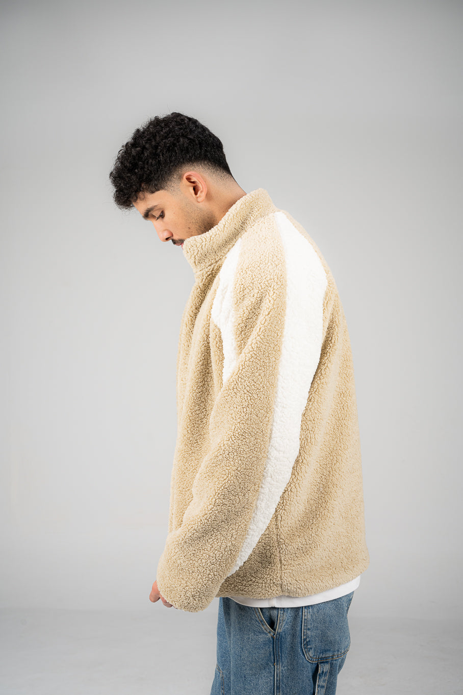 Beige/White Wool Fleece Jacket