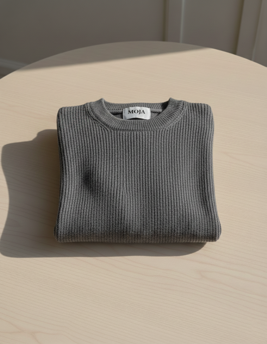 Grey Knit Crewneck Sweater