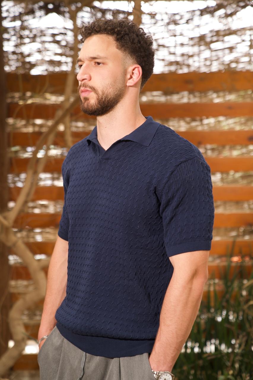 Navy Blue Knitted Polo