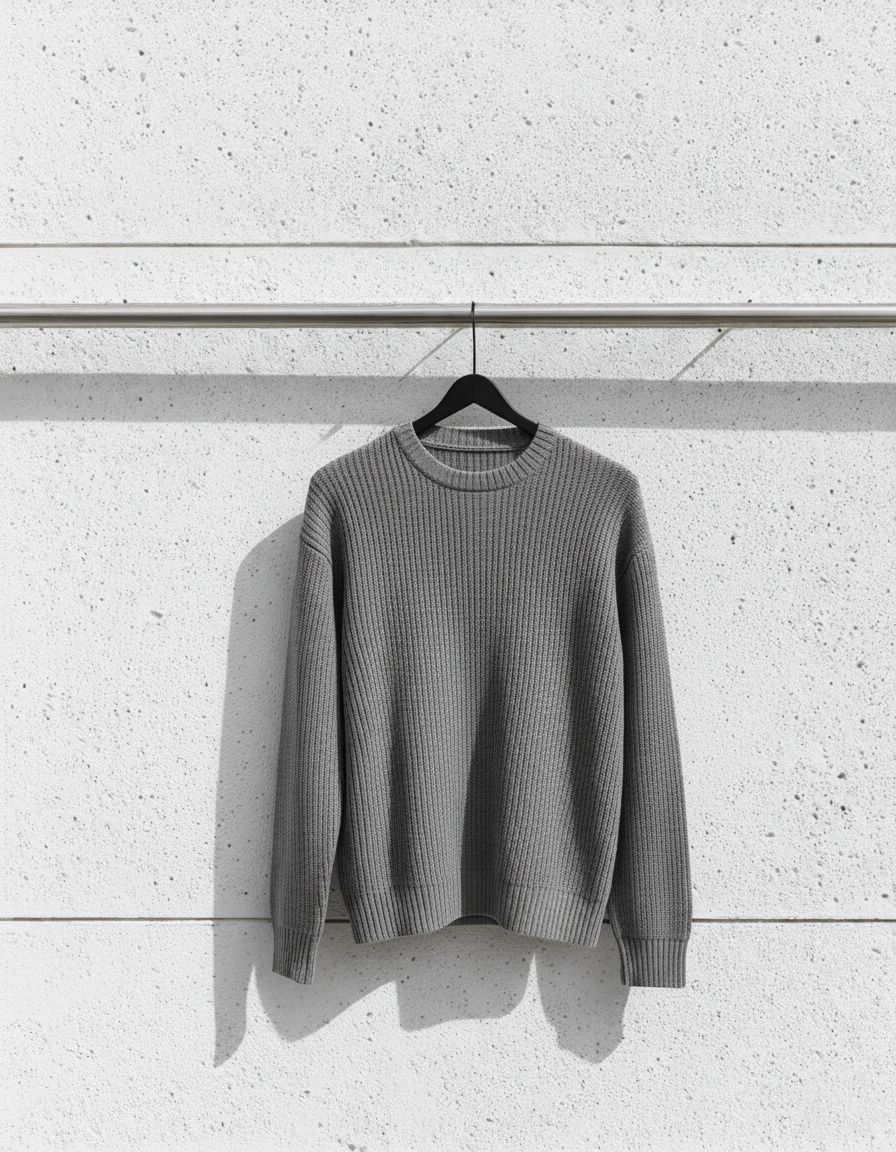 Grey Knit Crewneck Sweater
