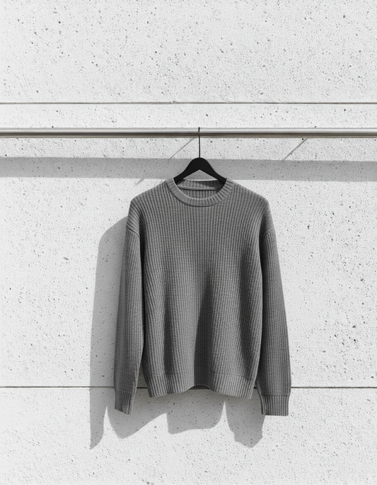 Grey Knit Crewneck Sweater