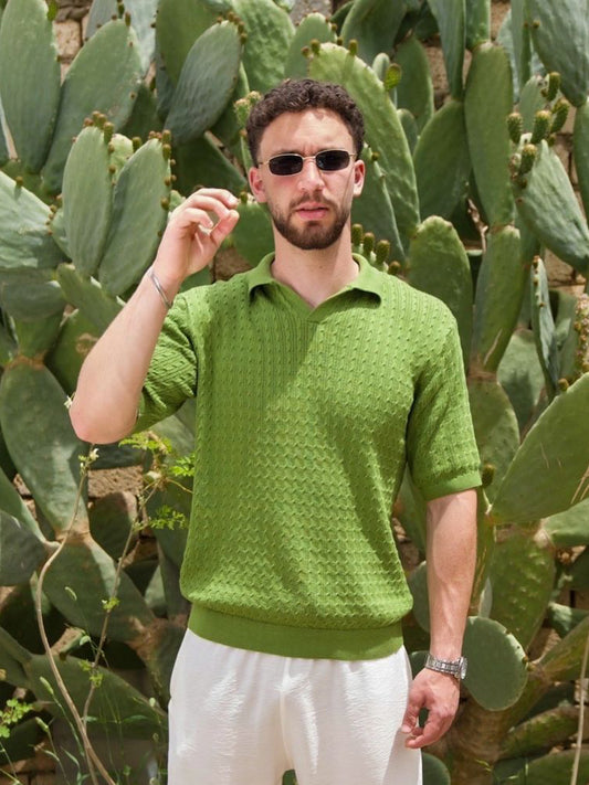 Vibrant Olive Knitted Polo