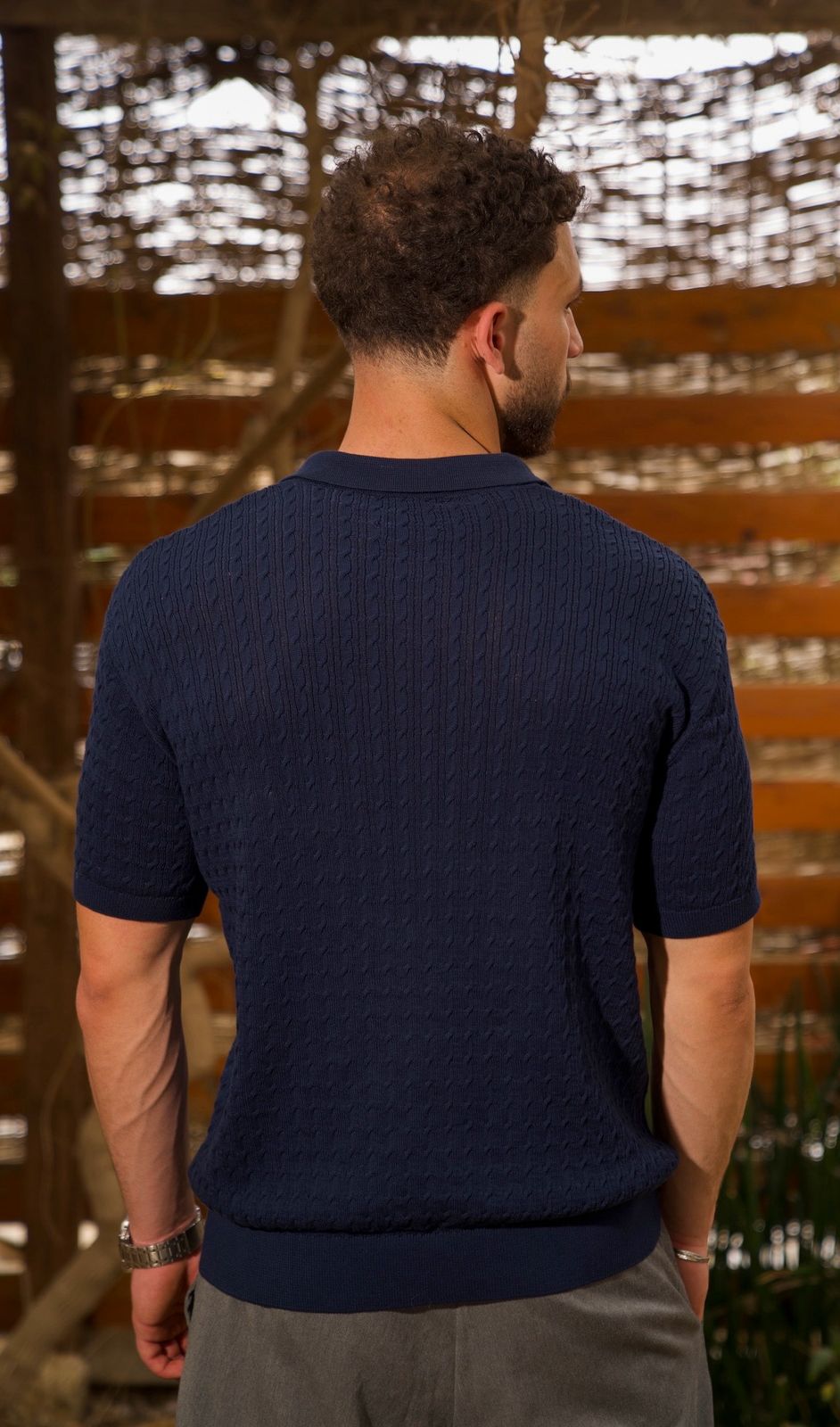 Navy Blue Knitted Polo