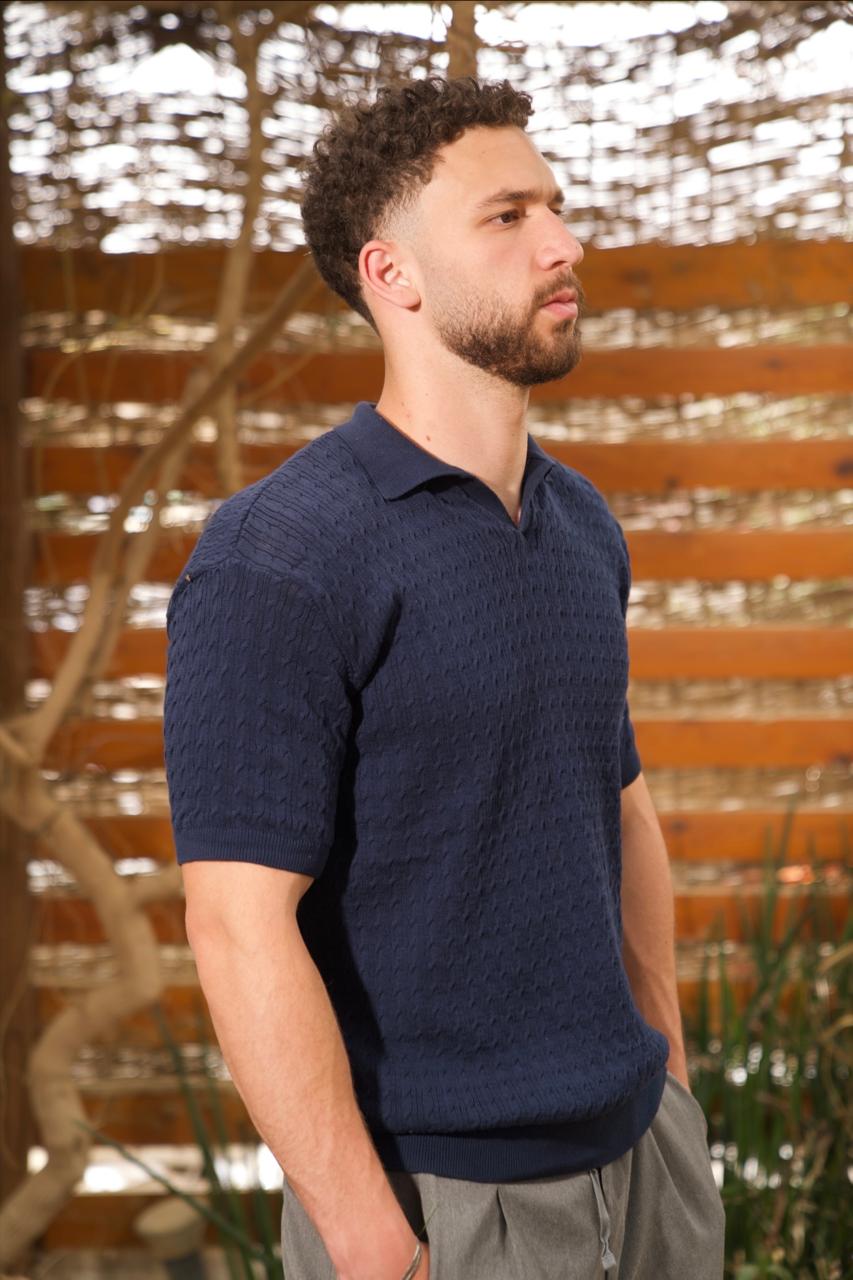 Navy Blue Knitted Polo