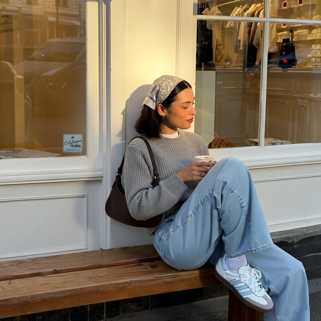 Grey Knit Crewneck Sweater