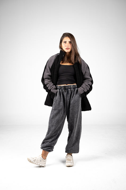 Black/Grey Wool Fleece Jacket
