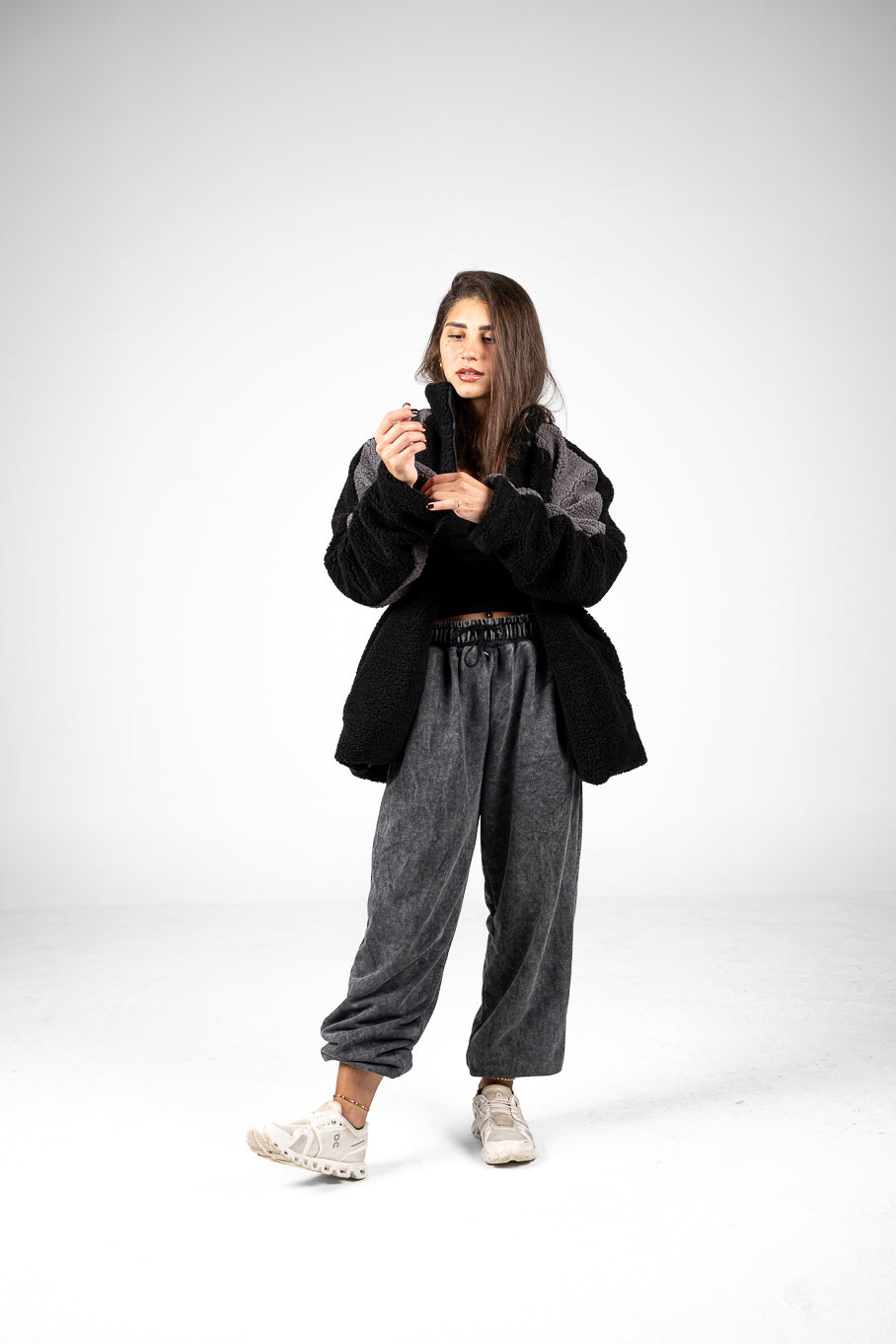 Black/Grey Wool Fleece Jacket