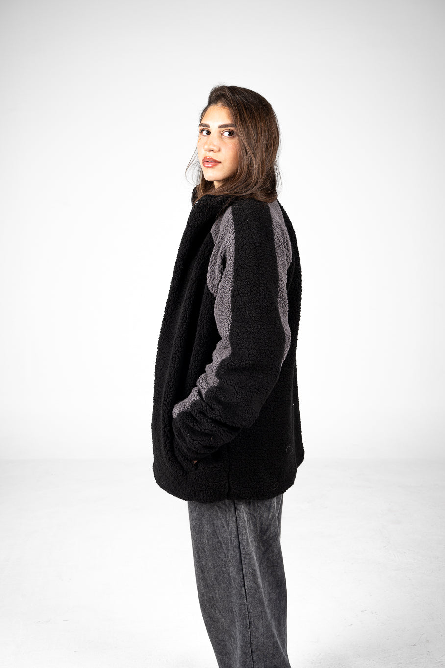 Black/Grey Wool Fleece Jacket