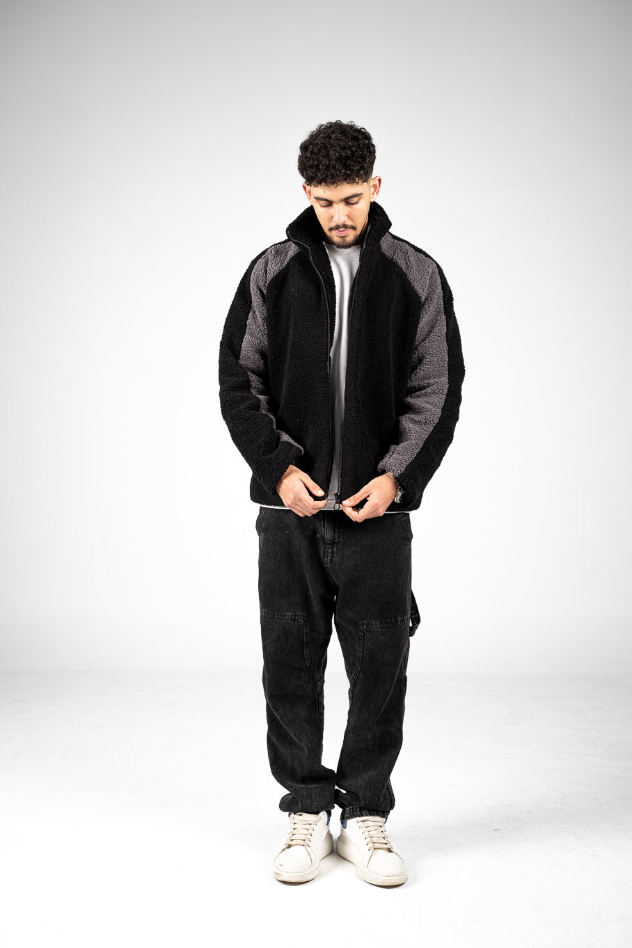 Black/Grey Wool Fleece Jacket