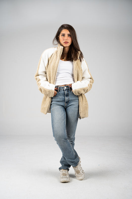 Beige/White Wool Fleece Jacket