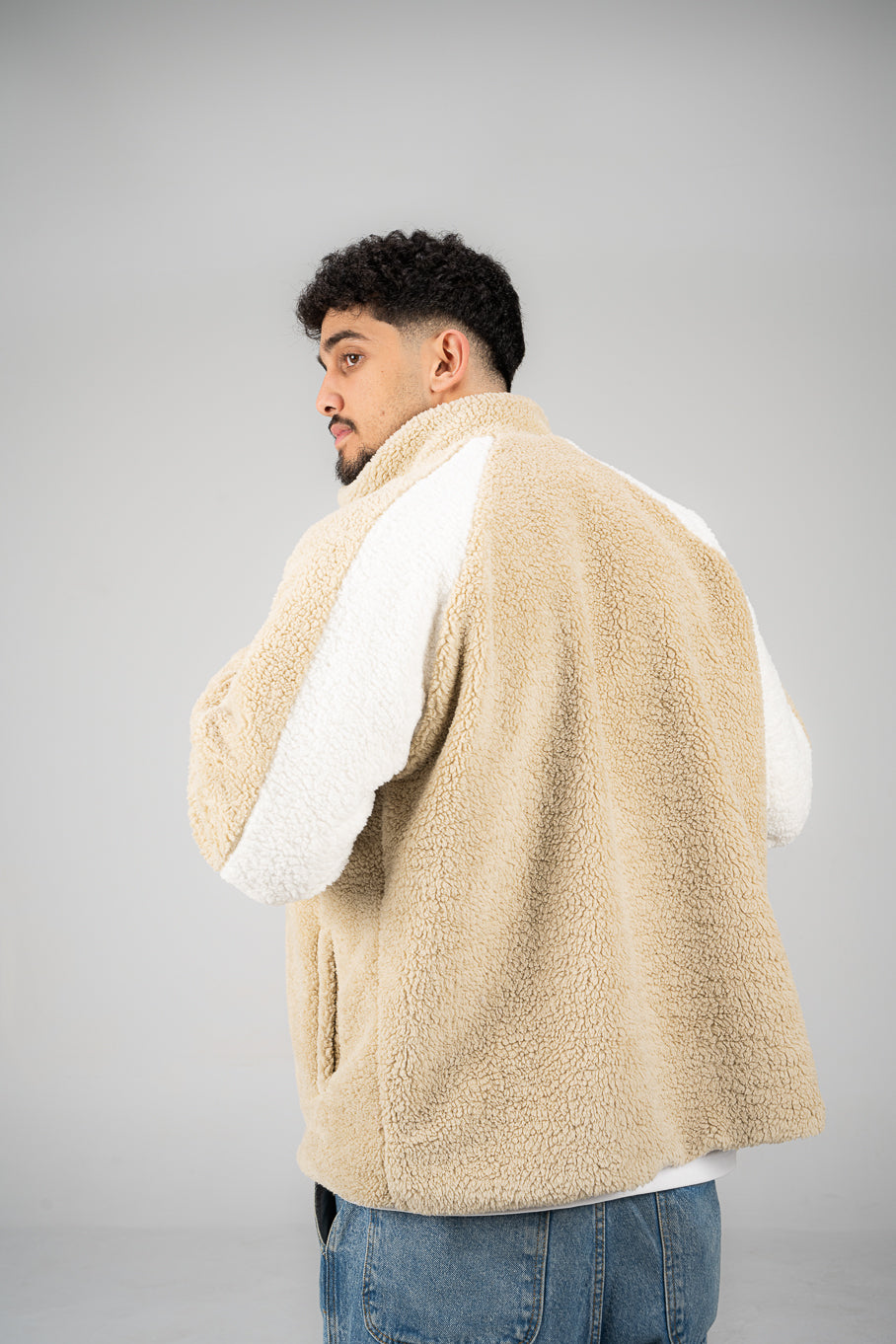 Beige/White Wool Fleece Jacket