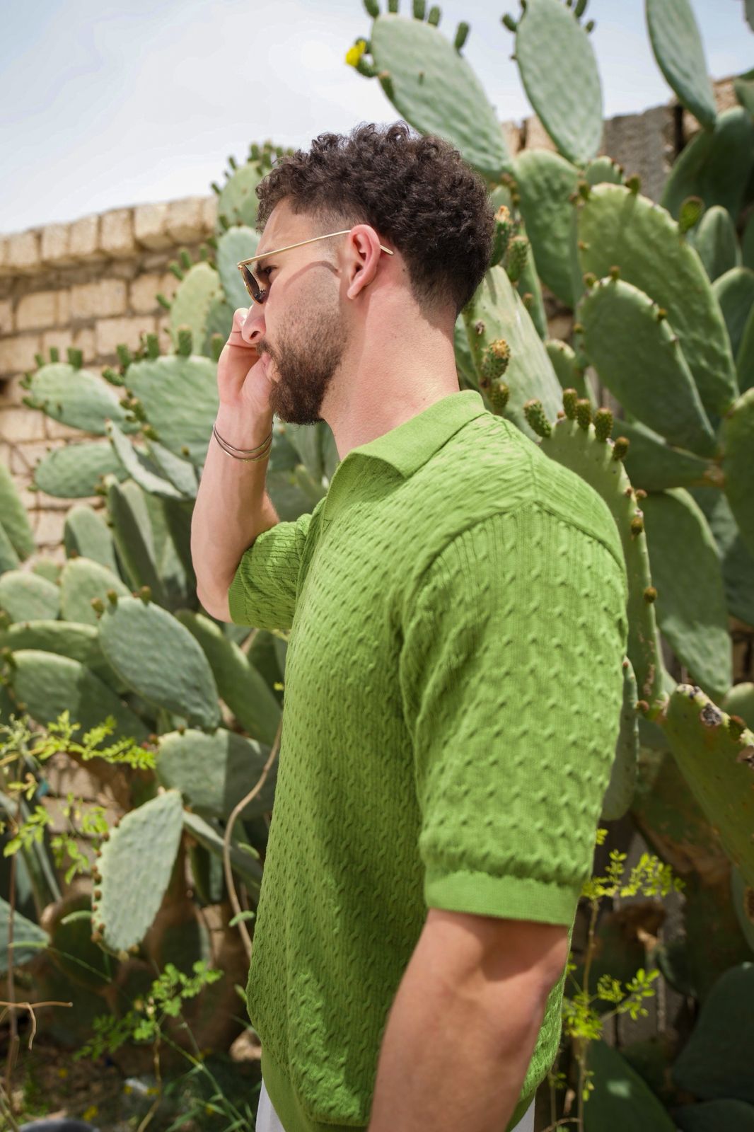 Vibrant Olive Knitted Polo